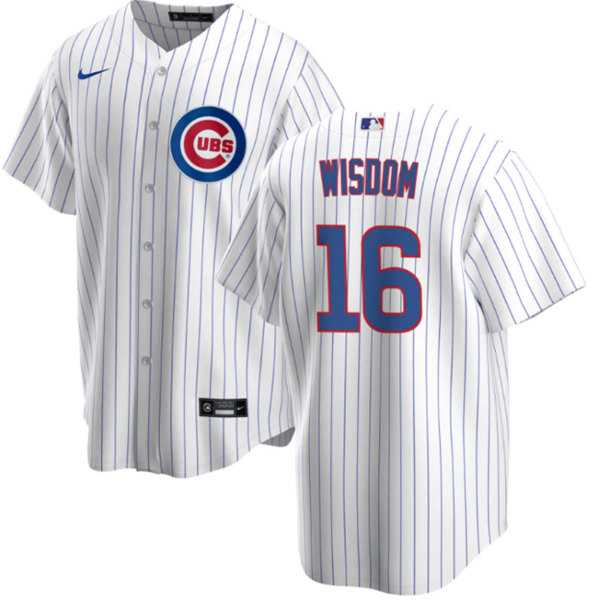 Men%27s Chicago Cubs #16 Patrick Wisdom White Cool Base Stitched Baseball Jersey Dzhi->chicago cubs->MLB Jersey